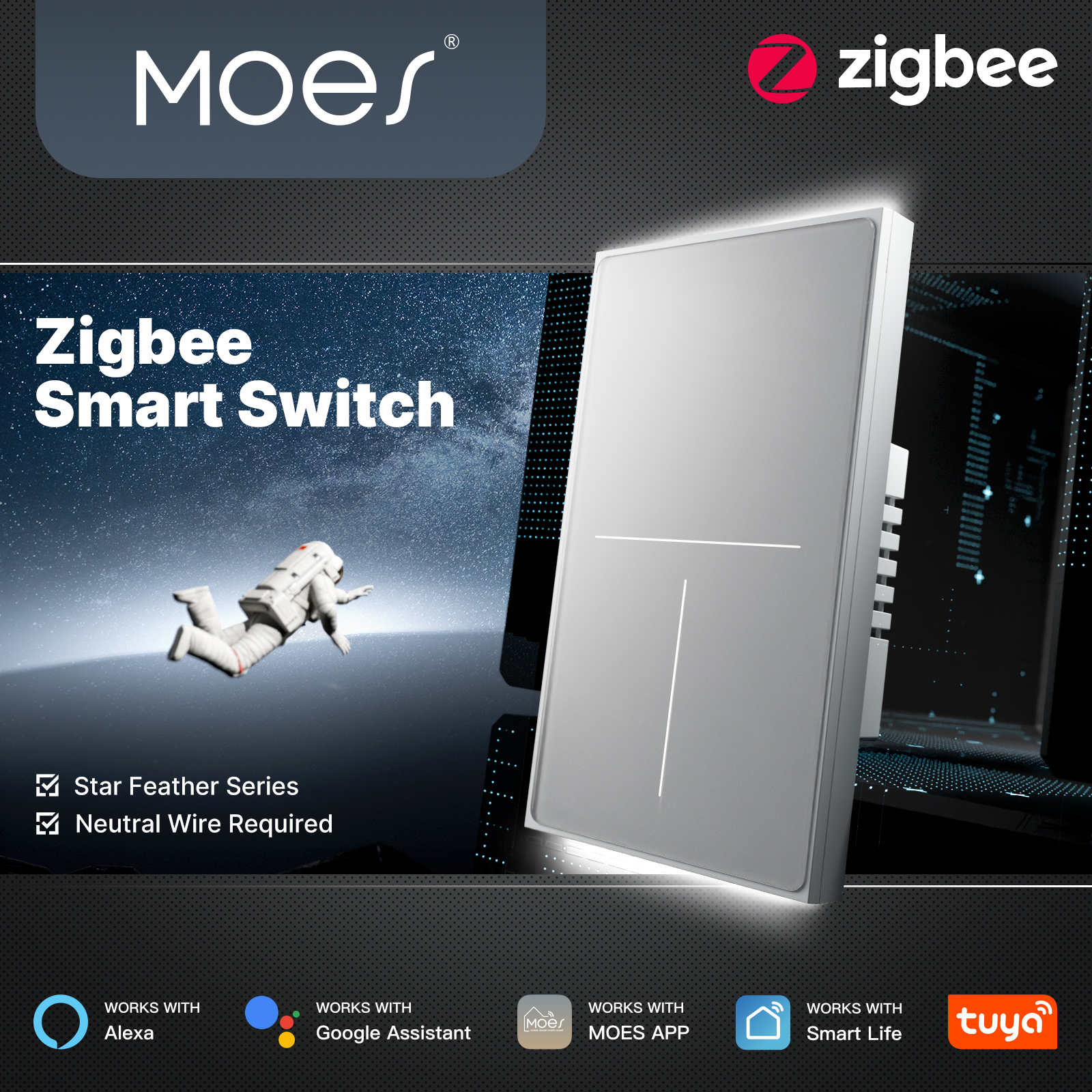Smart Home Ikea - MOES Tuya ZigBee Star Feather Switch