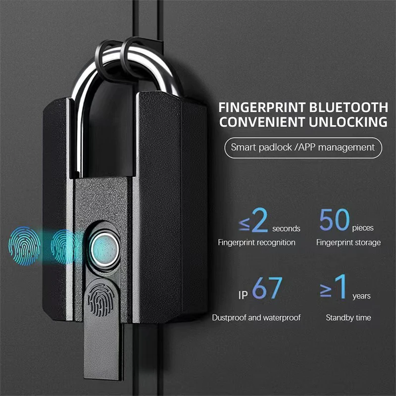 Smart Door Lock - Smart Fingerprint Padlock TTLock Bluetooth APP+Program+Fingerprint+Key