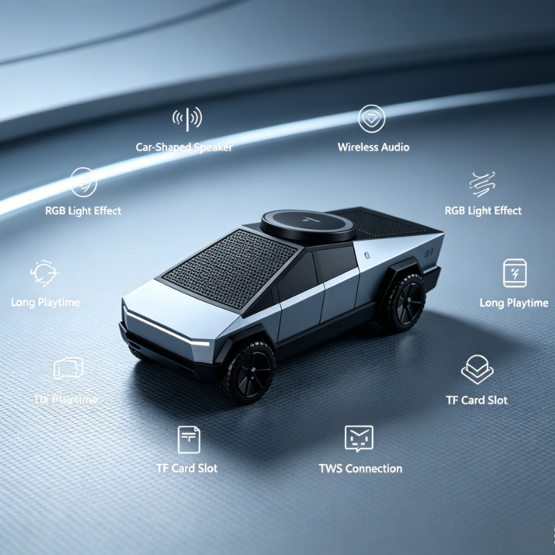 Smart Home Speaker - Cybertruck Shaped Wireless Charger Bluetooth Speaker