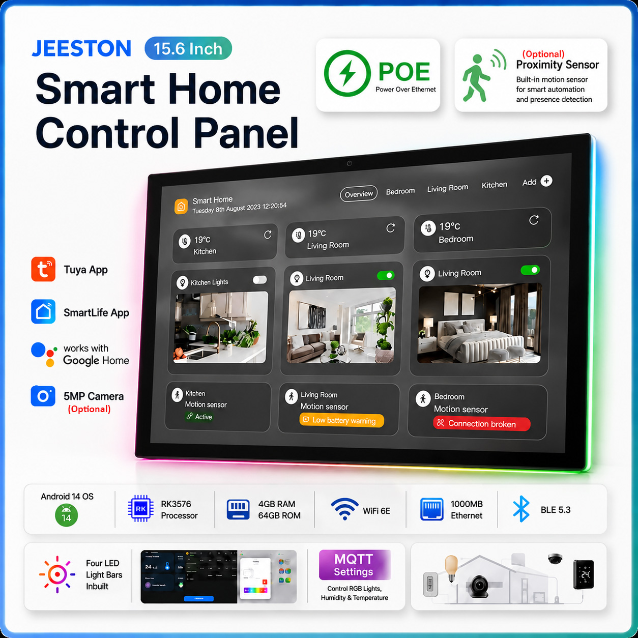Smart Home Touchscreen Control Panel - Inwall 15.6 Inch Smart Home Control