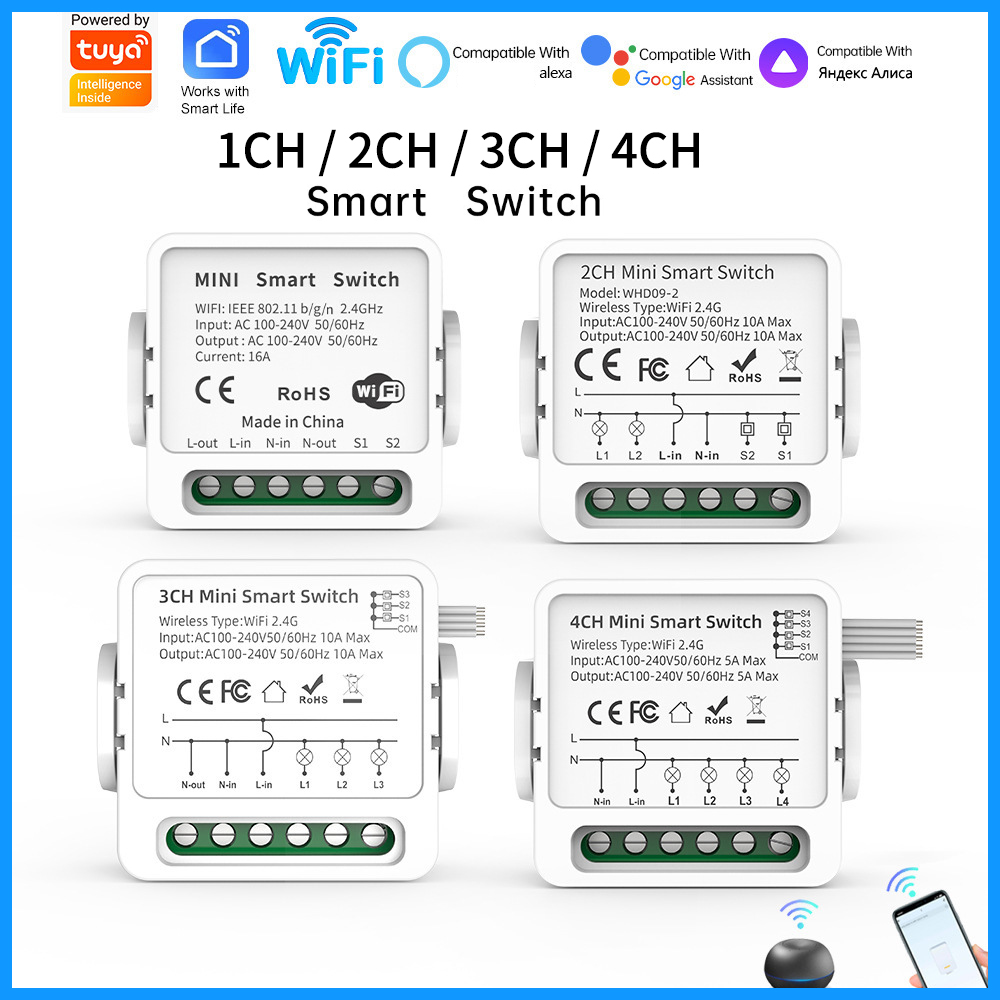 Tuya WiFi Smart Switch 1/2/3/4 - Smart Home Google Assistant ulasan dan harga