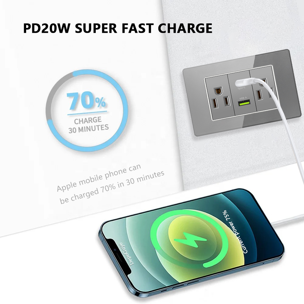 Grey Tempered Glass American U - Smart Wall Socket ulasan dan harga