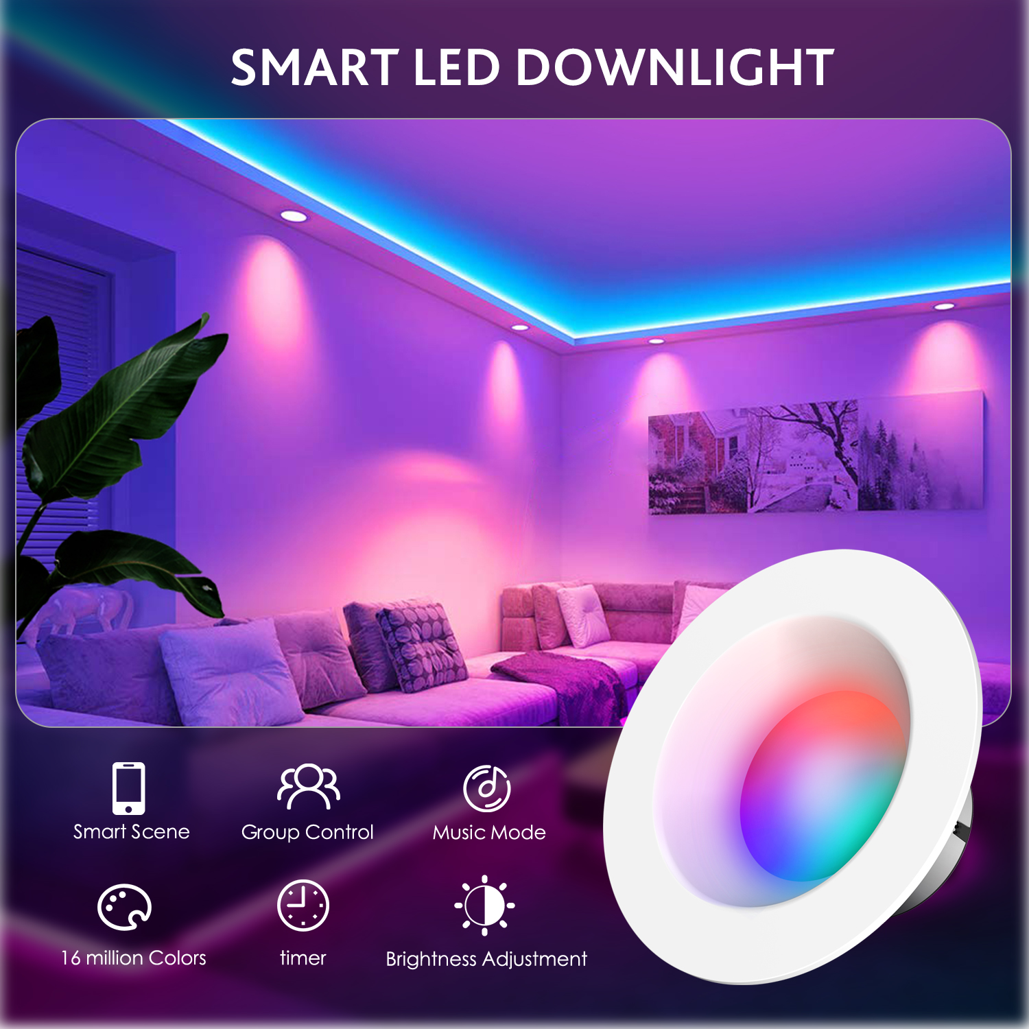 WIFI 5W LED Downlight 85-265V  - Wifi Led Dimmer ulasan dan harga