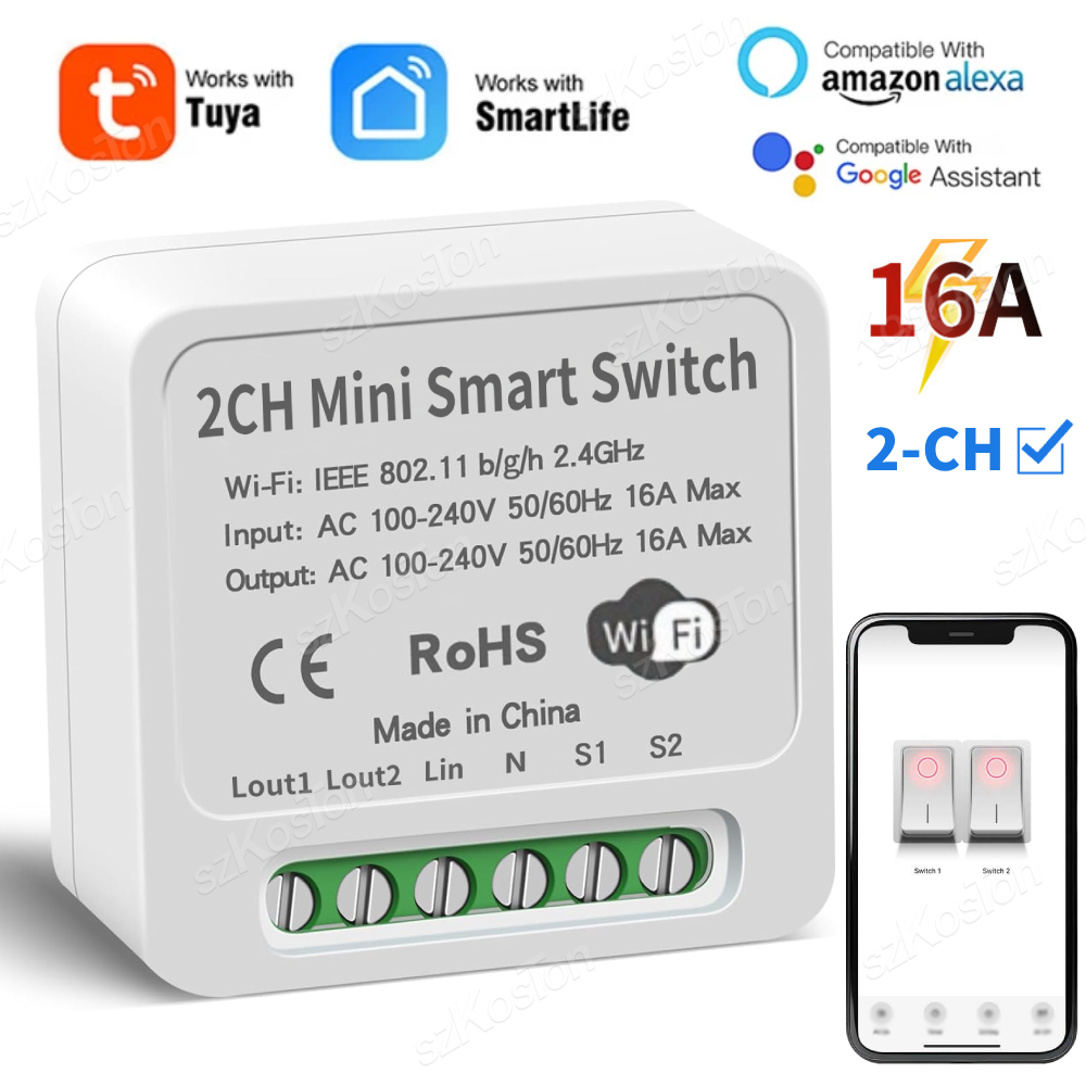 16A Tuya WiFi Smart Switch Mod - Smart Home Google Assistant ulasan dan harga
