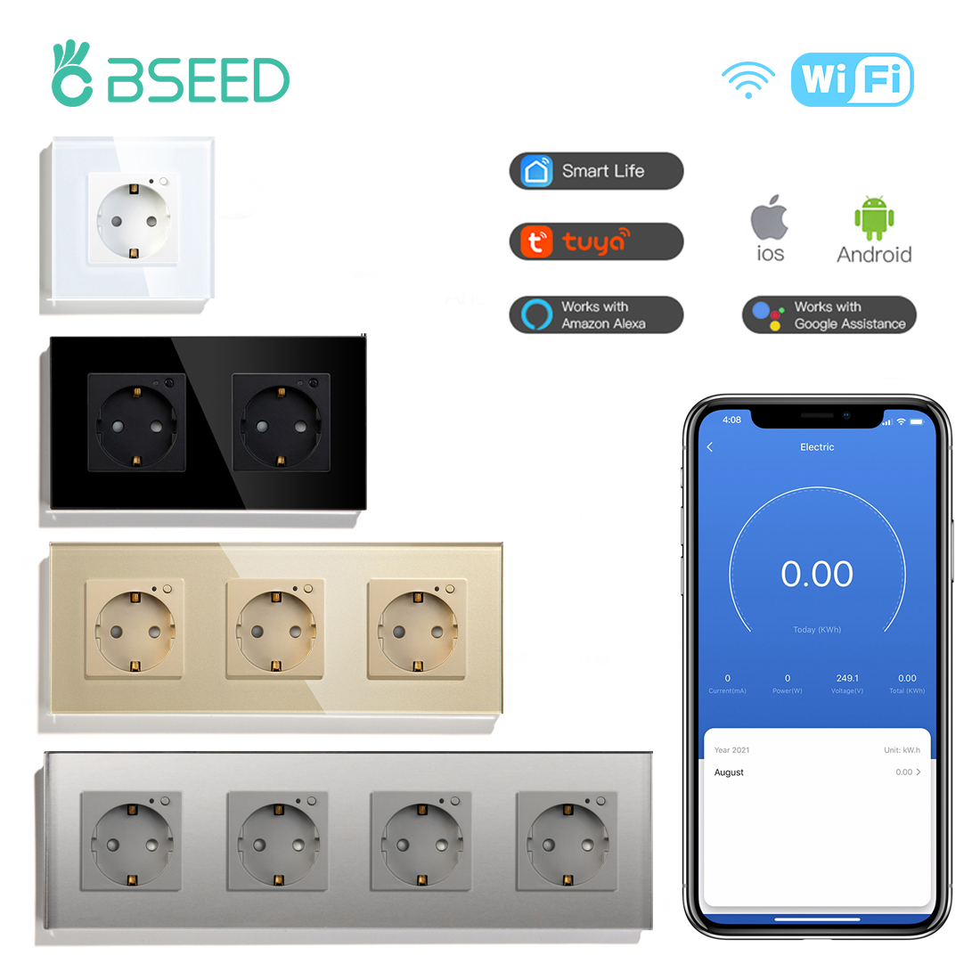 BSEED EU Electrical Wifi Smart - Smart Wall Socket ulasan dan harga