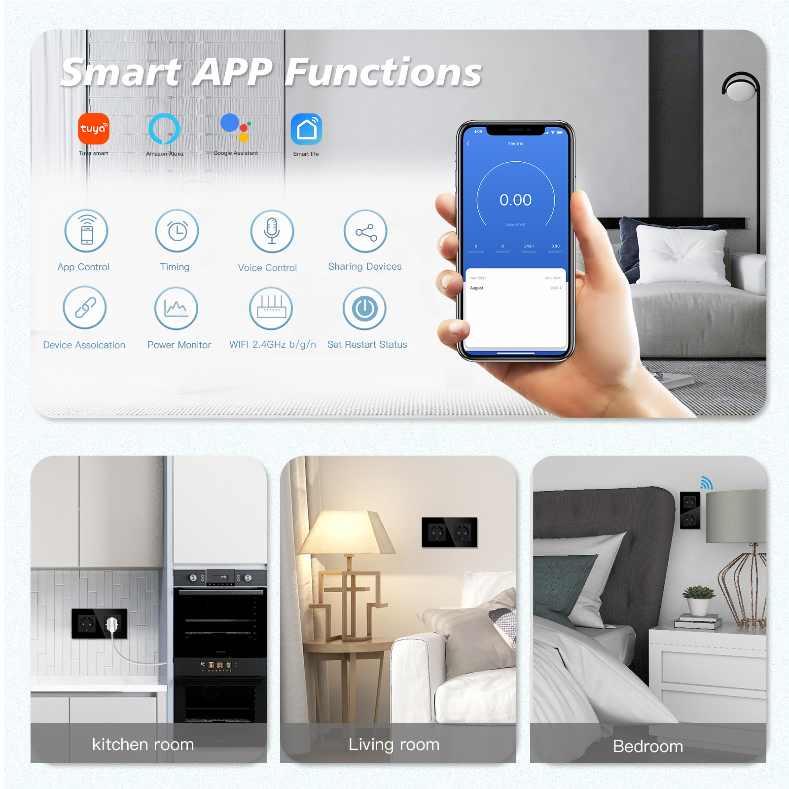 BSEED EU Electrical Wifi Smart - Smart Wall Socket ulasan dan harga