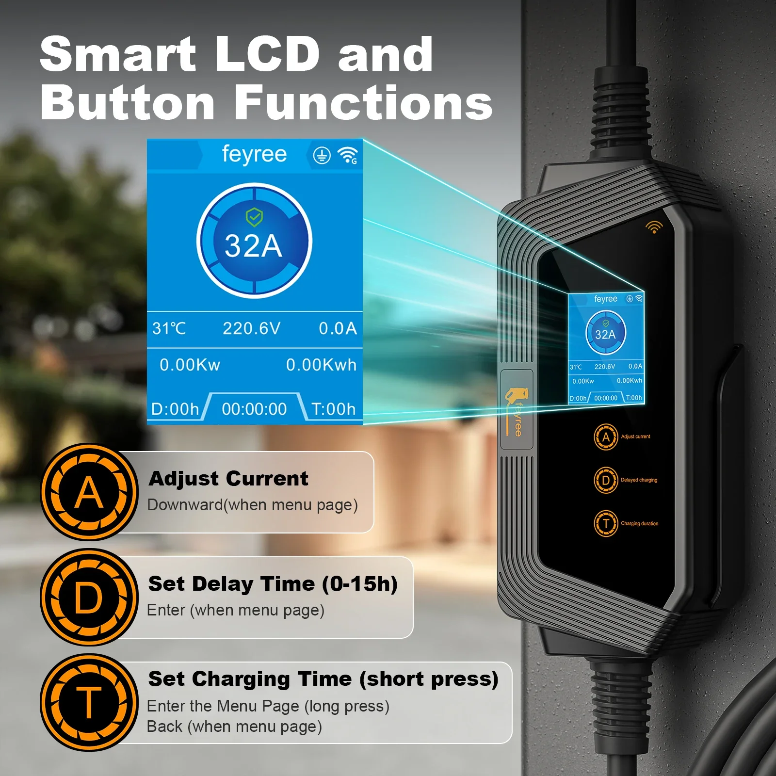 feyree Type1 Portable EV Charg - Smart Wall Socket ulasan dan harga