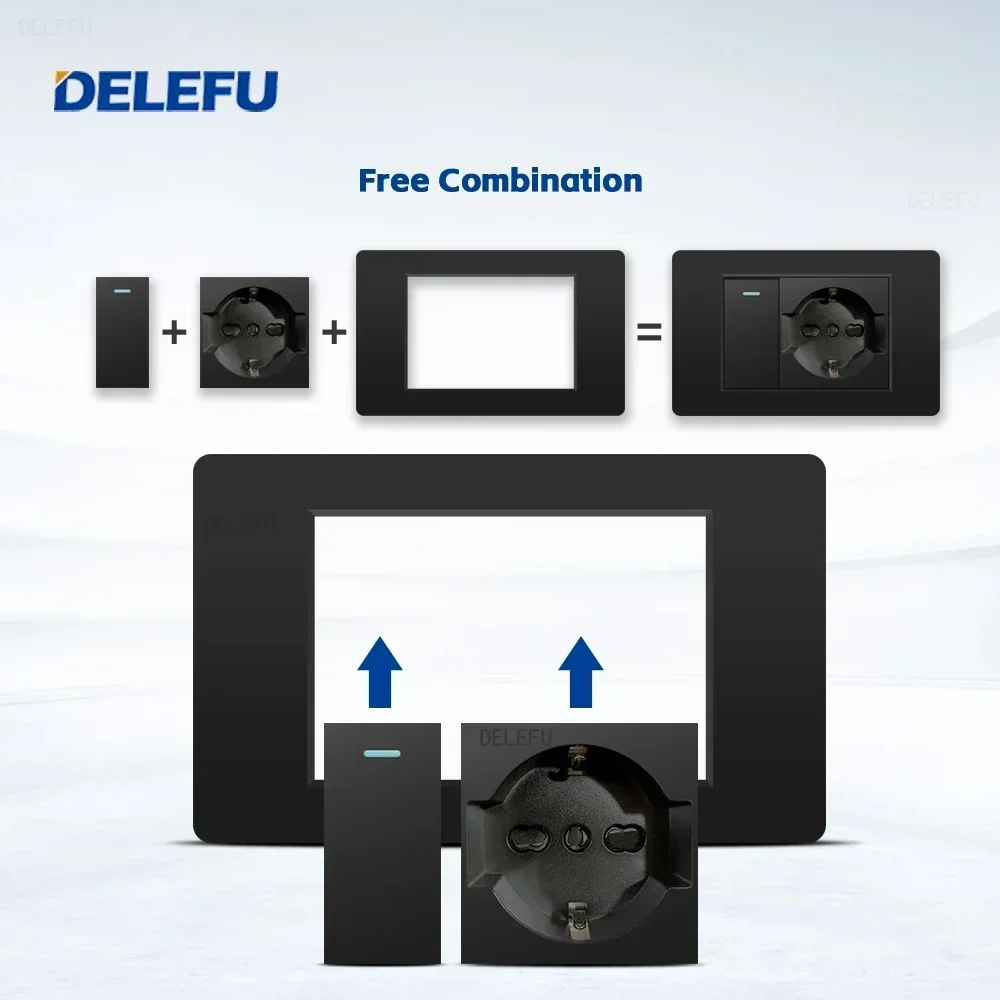 DELEFU Black Retardant PC Ital - Smart Wall Socket ulasan dan harga
