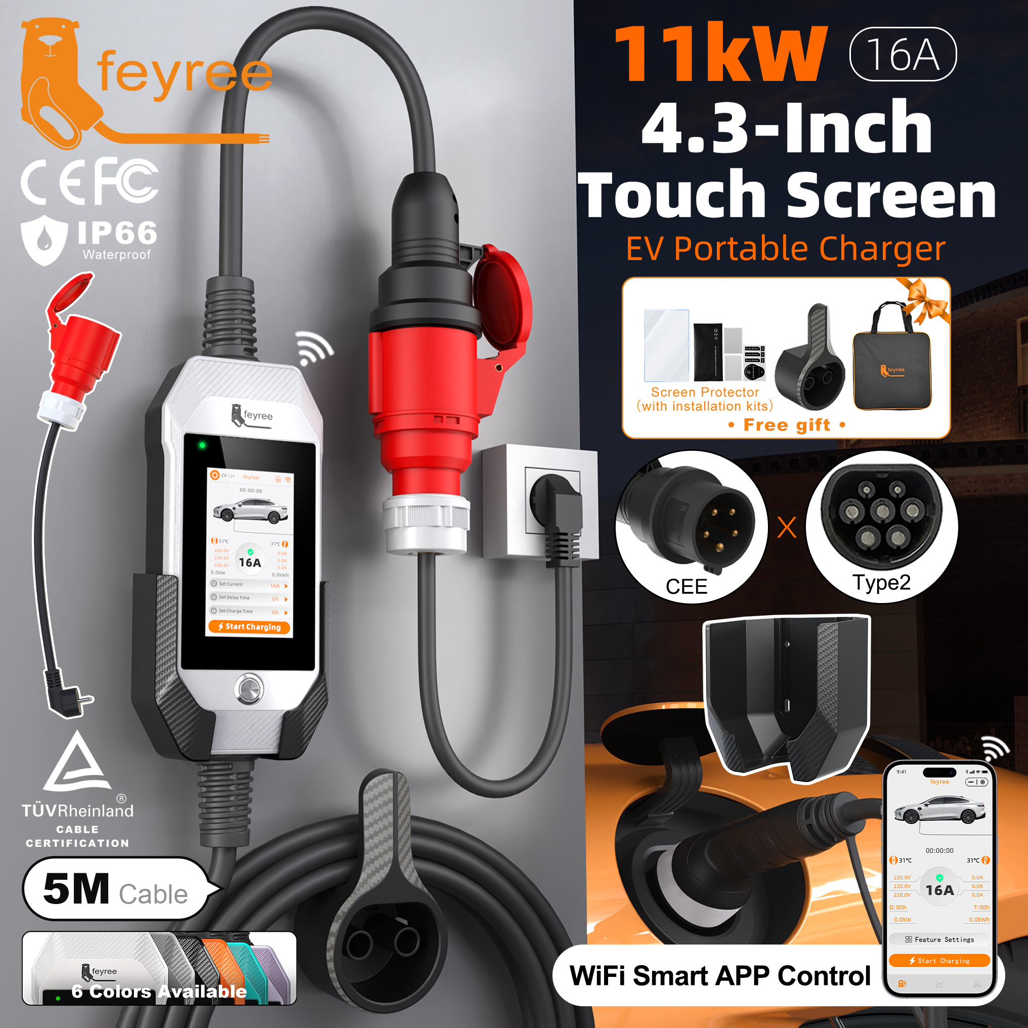 feyree Portable EV Charger 11k - Smart Wall Socket ulasan dan harga